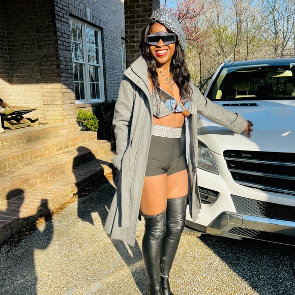 Designer Calvin Klein Womens Gray Wool Blend Long Sleeve Tie Front Coat Sz S-M - Picture 12 of 17